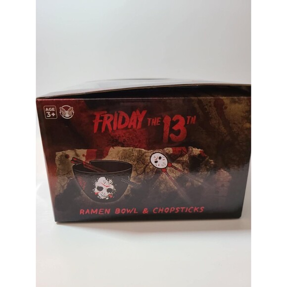 FRIDAY THE 13TH JASON RAMEN BUNDLE BOWL & CHOPSTICKS HALLOWEEN CULTUREFLY NEW - Picture 1 of 3